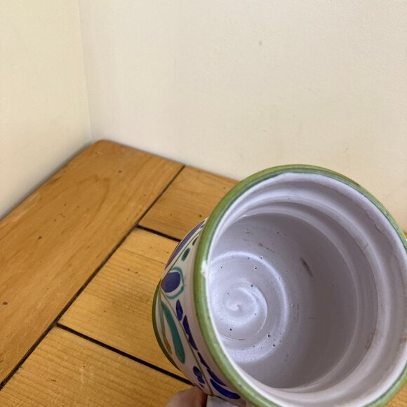 Italian Pottery Coffee Mugs Vintage Footed Cups Set of 2 Made in Italy - Picture 6 of 10